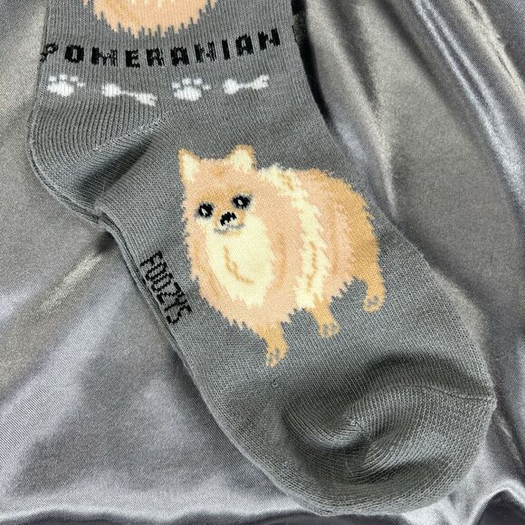 Foozys‎ Canine Gray Pomeranian Print Crew Length Socks Women Sizes 9-11 NWT - Picture 3 of 6